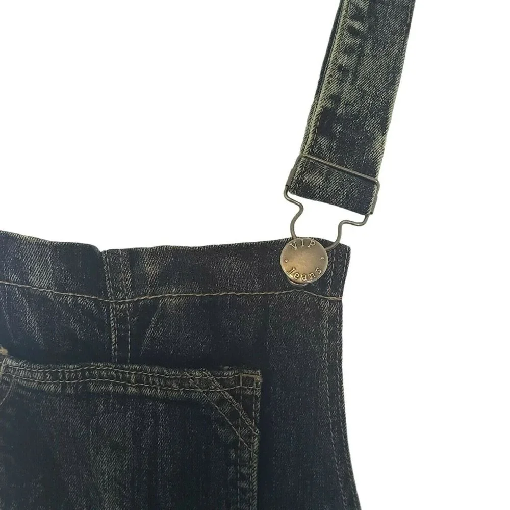VIP Jeans Distressed Dark Wash Denim‎ Bib Overalls